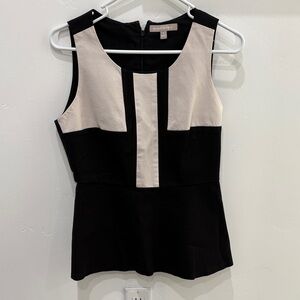Banana Republic Black and Cream Sleeveless Blouse